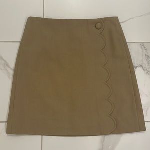 J. Crew Scalloped Wool A Line Mini Skirt, Size 0